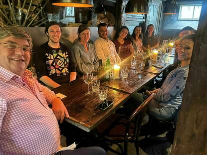Interns closing dinner with companies